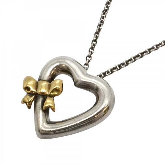 Tiffany Heart Ribbon Necklace in 18K Yellow Gold and 925 Silver for Women